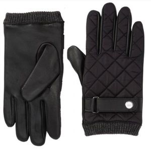 NWT 14th & Union Black Leather Puffer Moto Gloves